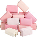 Kigeli Aesthetic Makeup Bags PU Leather Cosmetic Pouches Waterproof Plain Toiletry Bags Makeup Pouches Bulk for Women Party Gift Travel Storage Organizer(Pink Series,7.1 x 2.8 x 4.3 in)