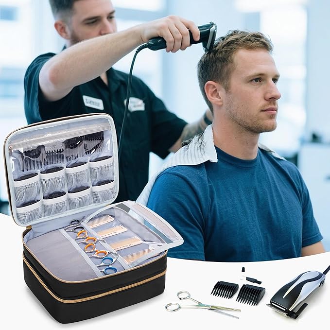 CURMIO Double Layer Hair Clipper Travel Case for Most Standard Hair Trimmer