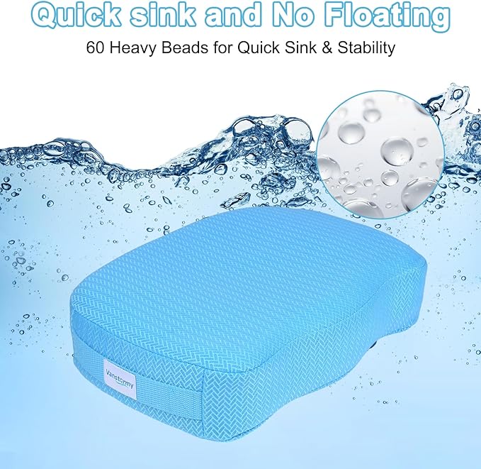 Hot Tub Booster Seat for Adults, Weighted Non-Slip Spa Cushion Pillow with Suction Cups, 5" Thick Supportive Quick Dry 4D Air Mesh, Stays Submerged for Indoor and Outdoor Bath, Blue