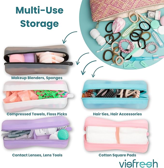 Cotton Pad Swab Travel Case, 2-in-1 Waterproof Organizer (Peach Sunrise)