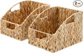 GRANNY SAYS Wicker Storage Baskets for Shelves, Trapezoid Woven Basket with Handles, Storage Wicker Baskets for Pantry, Water Hyacinth, 2-Pack
