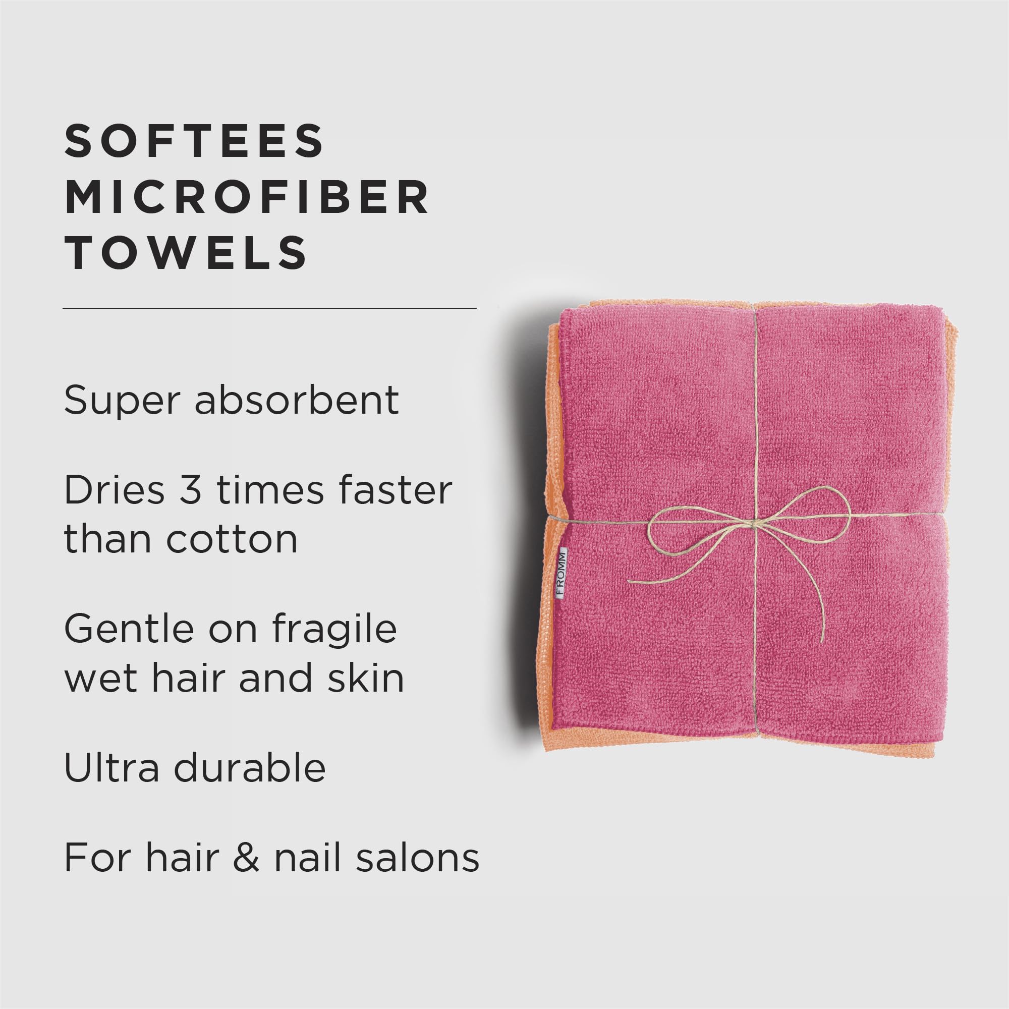Fromm Softees Microfiber Salon Hair Towels for Hairstylists, Barbers, Spa, Gym in Hot Pink/Orange, 16" by 29", 10 Count Perfect Hair Care Towel for Drying Curly, Long, Wavy Hair