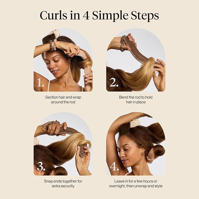 Kitsch Velvet Jumbo Flexi Rods, Heatless Curling Rods - No Heat Curls Overnight, Comfortable Hair Curlers to Sleep In for Frizz-Free and No Heat Damage Styling - 4pcs, Eucalyptus