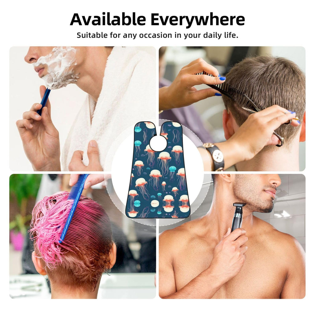 YQxwJL Jellyfish Pattern Print Beard Bib Shaving Apron, Beard Hair Trimming Cape Gift For Dad