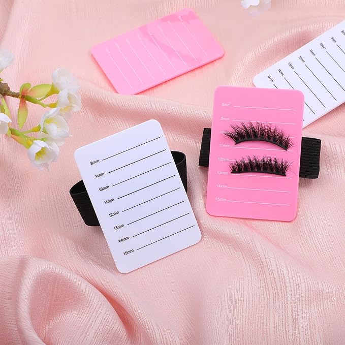 4 Pack Eyelash Extension Holder, Acrylic Lash Tray Organizer Lash Pallet Tray with Adjustable Wrist Strap, Professional False Eyelash Organizer Plate for Beauty Salon