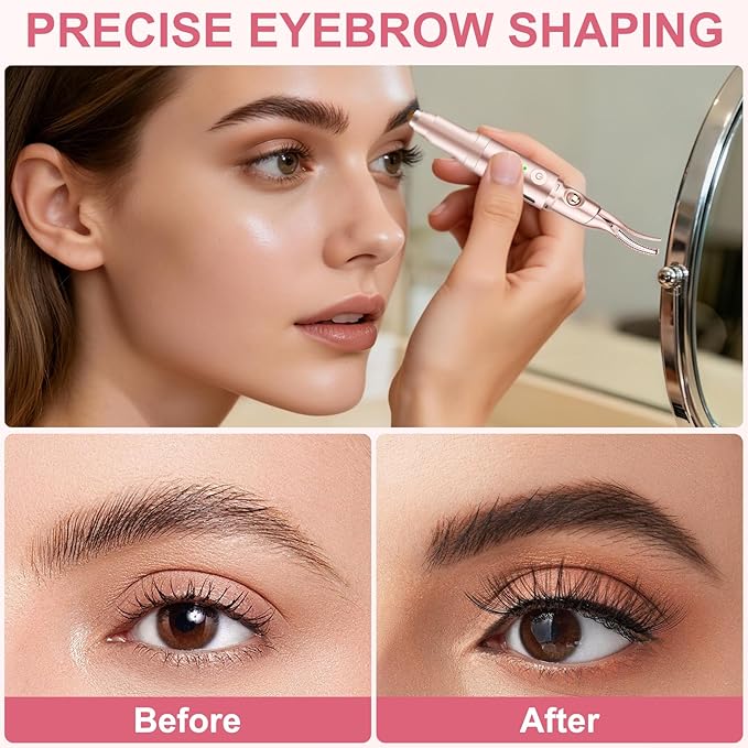2 -in-1 Heated Eyelash Curler and Eyebrow Trimmer for Women, 10S Fast Heating, Electric Eyelash Curler with 2 Temp Settings Suit for All Lashes, 24H Long Lasting Curls, Christmas Gift for Women Girls