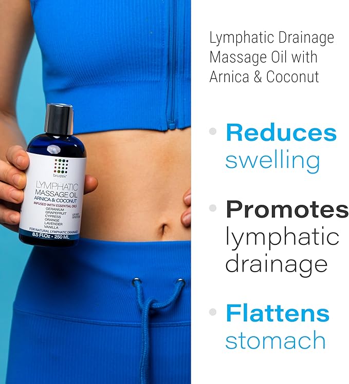 Lymphatic Drainage Massage Oil for Massage Therapy - Arnica & Coconut Oil for Post Surgery Recovery & Lymphatic Drainage Massager, Liposuction, 360 Lipo, BBL, Tummy Tuck Procedure,Moisturizing -8.5 Oz