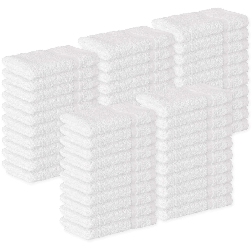 GREEN LIFESTYLE Washcloths 12" x 12" 40 Pack - 100% Cotton Wash Cloths, Soft Absorbent Face Towels, Bulk Washcloths for Body, Bathroom, Shower and Daily Use (White)