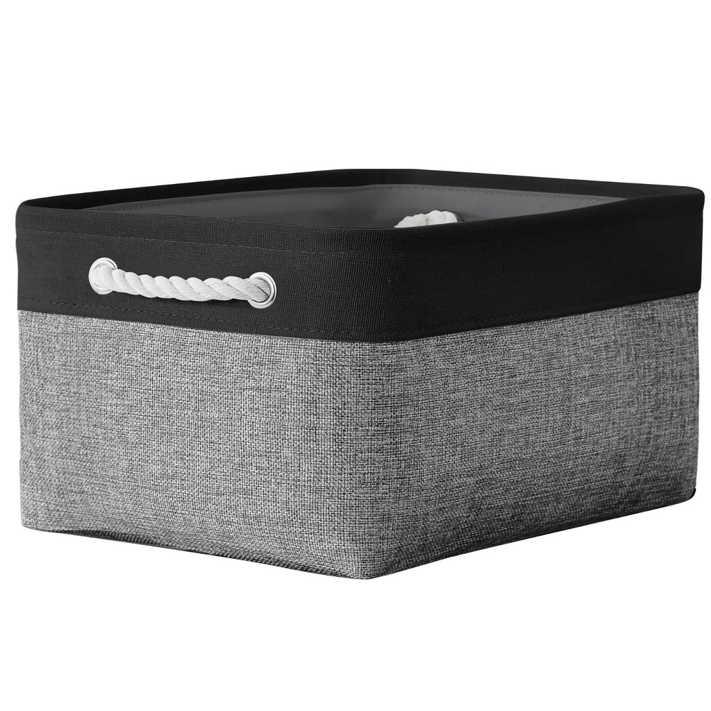 TheWarmHome Storage Basket for Organizing- 16x12x8 inch 1 Pack Fabric Storage Cubes, Bins for Organization for Shelves Organizer Gift Laundry Cloth Toy (Grey & Black)