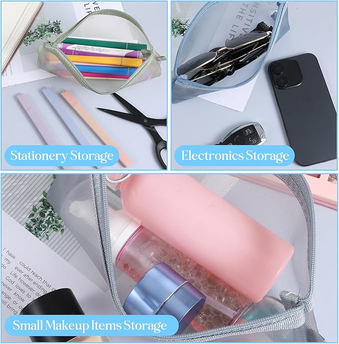 FdcZeyxior 5 PCS Small Clear Makeup Bags, Makeup Brush Bag Portable Travel Cosmetic Bags Multifunctional Small Clear Make up Pouch for Home Office Supplies Cosmetics Make up Travel Accessories