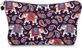 Aiphamy Cute Travel Makeup Bag Cosmetic Bag Small Pouch Gift for Women (Elephant Paisey)