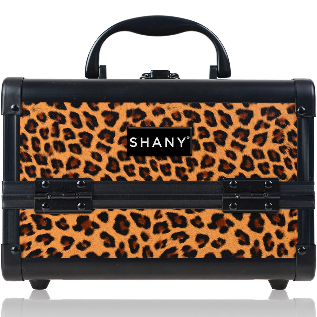 SHANY Chic Makeup Train Case Cosmetic Box Portable Makeup Case Cosmetics Beauty Organizer Jewelry storage with Locks, Multi trays Makeup Storage Box with Makeup Mirror - Lost Cheetah
