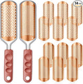 Moxweyeni 14 Pack Colossal Foot File Pedicure Tool Set with 2 Style Large and Small Hole Replacement Callus Remover Blades Rose Gold Stainless Steel Detachable Pedicure Foot Rasp for Dead Skin Remover
