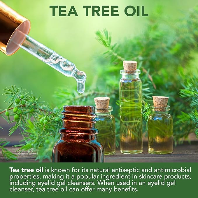NOVEHA Tea Tree Eyelid Gel Cleanser with Pro-Vitamin B5, Hyaluronic Acid & Cucumber Extract – Gentle Daily Cleansing for Eyelids & Lashes – Plant-Based Formula – 50mL