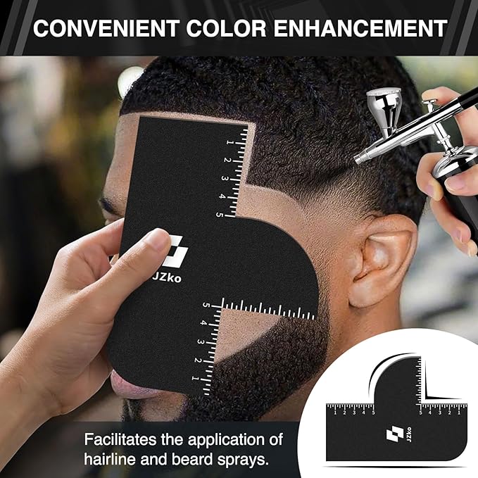 2Pcs Barber Accessories for Hairline Shaping, Enhancement Card for Barbers Reusable Color Spray Edge Line Up Tool for Barber Accessories with Measurement Indicators, Hairline Enhancement Spray for Men