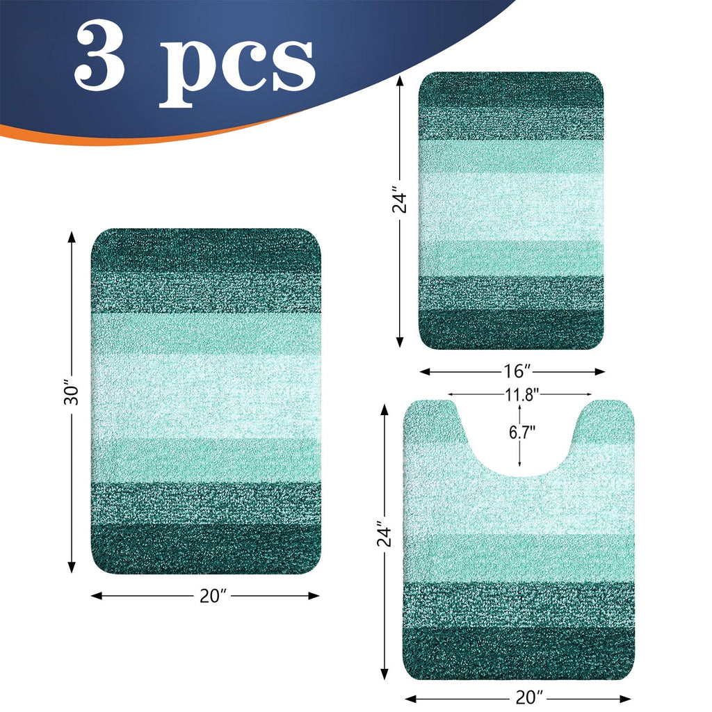 OLANLY Microfiber Bathroom Rugs Sets 3 Piece, 30"x20"+24"x16"+24"x20"