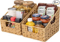GRANNY SAYS Wicker Basket with Handles, Trapezoid Decorative Baskets, Woven Storage Baskets for Shelves, Nature, 2-Pack Wovenbaskets-TB5 Medium