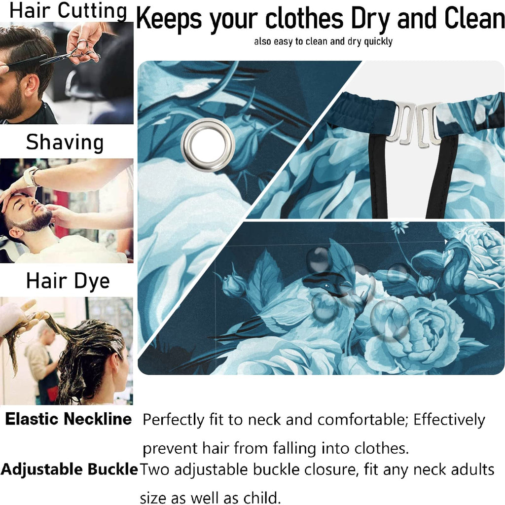 Visesunny Barber Cape - Rose Peony Leaf Bird Polyester Hair Cutting Salon Apron Anti-Static Haircut Water-Resistant Shaving Cloth Beard Shaving Bib