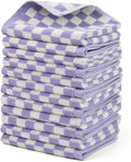 Jacquotha Cotton Washcloth 12 Pack (Lilac Checkered)