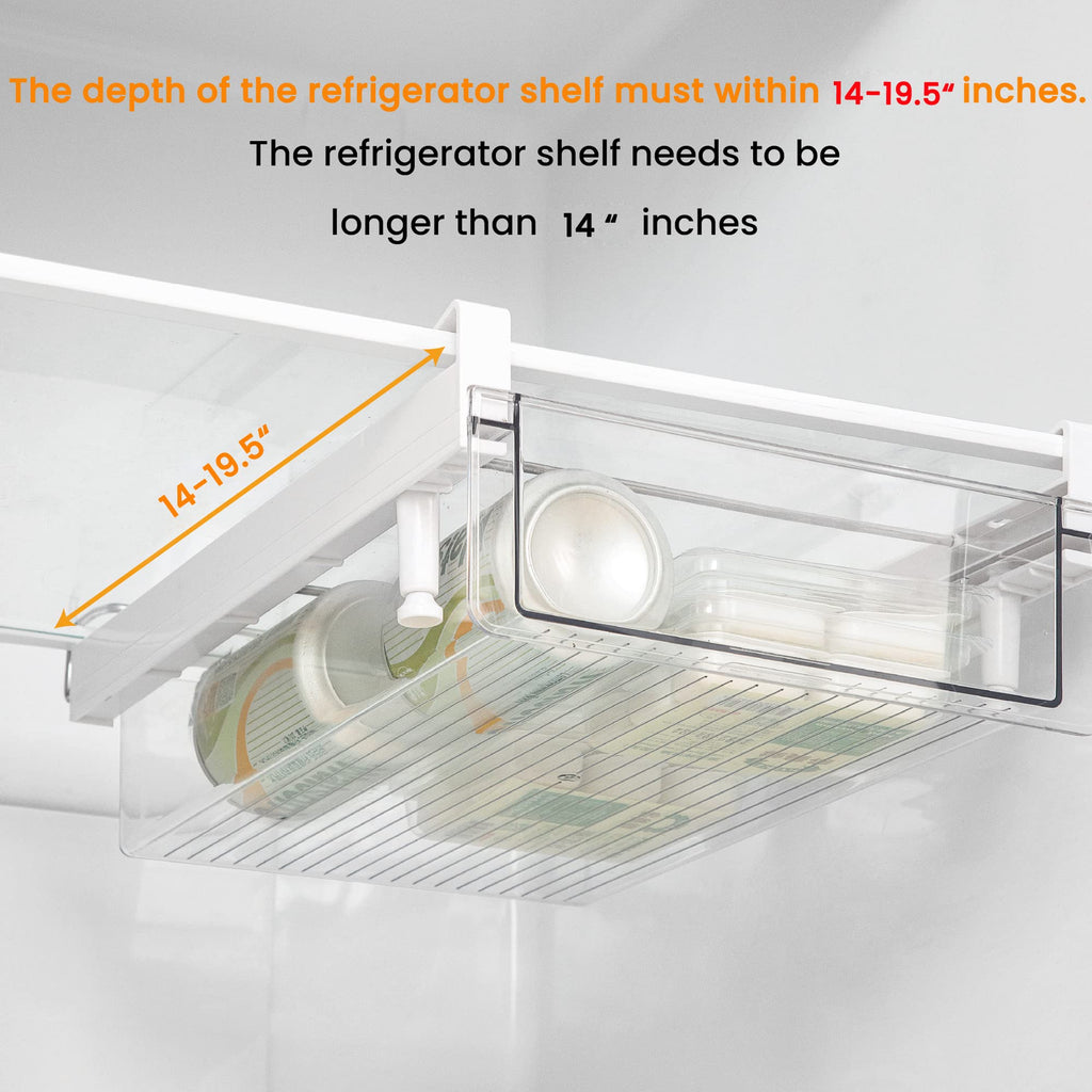 vacane Large Fridge Under Shelf Drawer, Pull Out Refrigerator Drawer Organizer Fridge Organizer Bins, Fridge Storage Container Holder for Produce, Deli Meat, Cheese, Bacon, Easy to Install-L