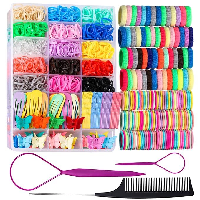 Teenitor Hair Rubber Bands Elastic Hair Ties, Hair Accessories for Girls, Colorful Rubber Bands for Hair Baby Hair Ties, Hair Elastic for Toddler Girls Kids Elastic Ties
