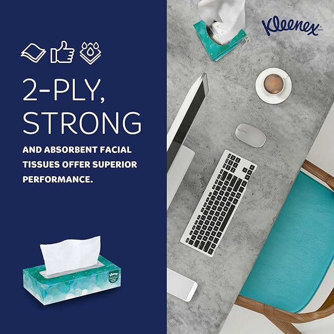 Kleenex Professional Facial Tissue, Bulk (21400), 2-Ply, White, Flat Boxed Format, Designed for Business (100 Tissues/Box, 36 Boxes, 3,600 Sheets/Case)