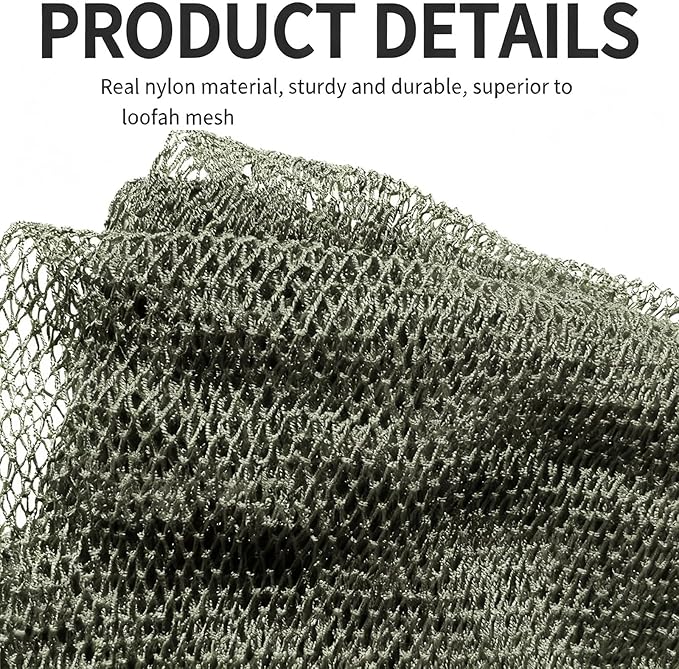 African Net Sponge Authentic, African Exfoliating Sponge Real African Net Black Owned, African Bath Sponge Back Scrubber, Body Exfoliator Shower Bath Accessories (Moss Green)