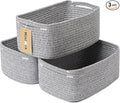 Small Storage Baskets for Organizing | Closet Organizer Bins | Shelf Toy Basket | Woven Rope Baskets | Cube Decorative Box | Shallow Basket | 13x8.5x5.1” | 3 Packs Mixed Grey