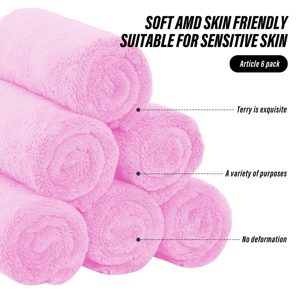 MOONQUEEN 6 Pack Premium Hand Towels - Quick Drying - Microfiber Coral Velvet Highly Absorbent Towels - Multipurpose Use as Hotel, Bathroom, Shower, Spa, Hand Towel 16 x 28 inches (Frozen Berry)