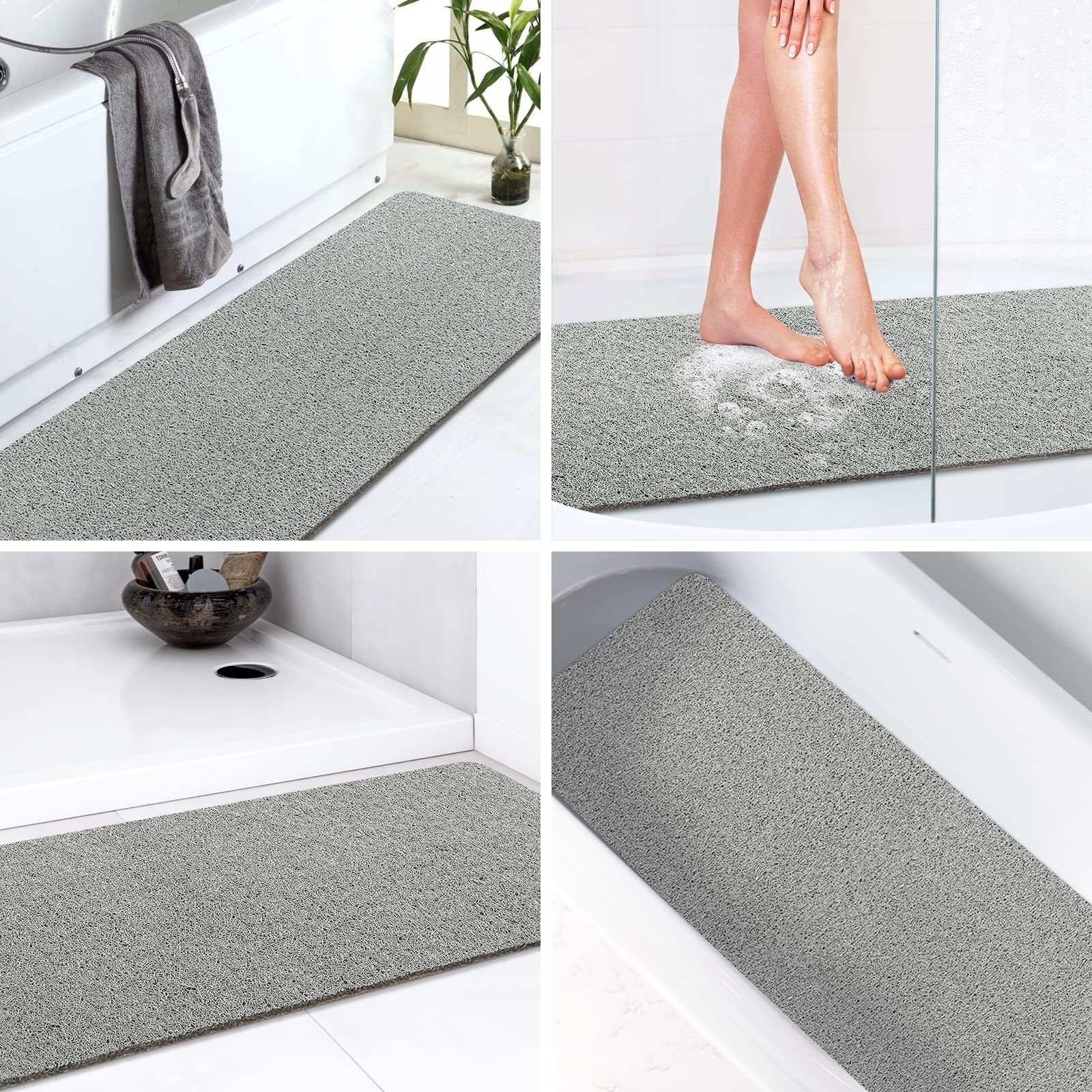 LuxStep Shower Mat Bathtub Mat Non-Slip Bath Mat with Drain, Quick Drying