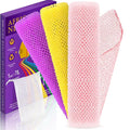 3 Pieces African Bath Sponge African Net Long Net Bath Sponge Transform Your Shower Routine with African Bath Sponges for Exfoliated, Silky Smooth Skin (Pink,Yellow,Purple)