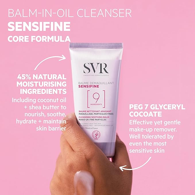 SVR - Sensifine Cleansing Balm - Sensitive Skin Care - Double Cleanser for Dry, Sensitive Skin Efficiency - Removes Makeup, Dirt & Impurities - Hypoallergenic, Dermatologically Tested - 3.5 fl.oz