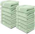 White Classic Luxury Cotton Washcloths 13x13 Inch - 650 GSM Turkish Cotton | Hotel, Spa, Bathroom Face Towel | 12 Pack, Mint Green