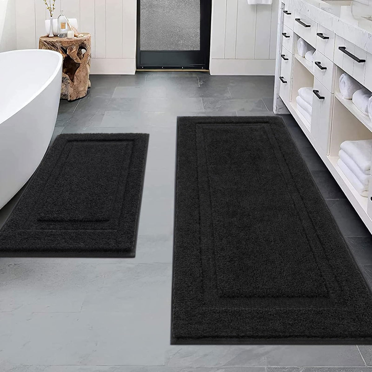 SHACOS Soft Microfiber Bathroom Rugs Set 2 Pieces with Toilet Rug