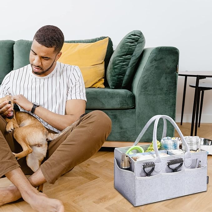 HUHYNN Pet Grooming Tote, Dog Grooming Supplies Organizer, Travel Outdoor (Bag ONLY) (Sliver Grey)