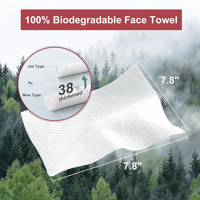 Disposable Face Towels 300 Count, Soft Facial Dry Towels, Hanging Bag