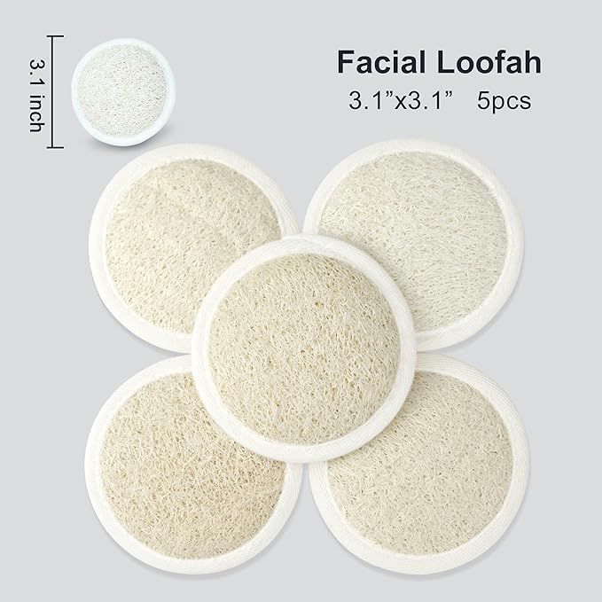 Premium Natural Loofah Exfoliating Scrubber Set - Back Scrubber, Body Pads & Facial Sponges | 8-Piece Bath & Shower Gift Set for Women (Luxury Gift Box)