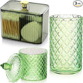 3 Pcs Qtip Holder Dispenser Bathroom Set Cotton Ball Holder Cotton Swabs/ball Storage Box 3 Grids Partition Cosmetics Storage Dispenser for Vanity Tray Candy Container Jar For Home(Green)