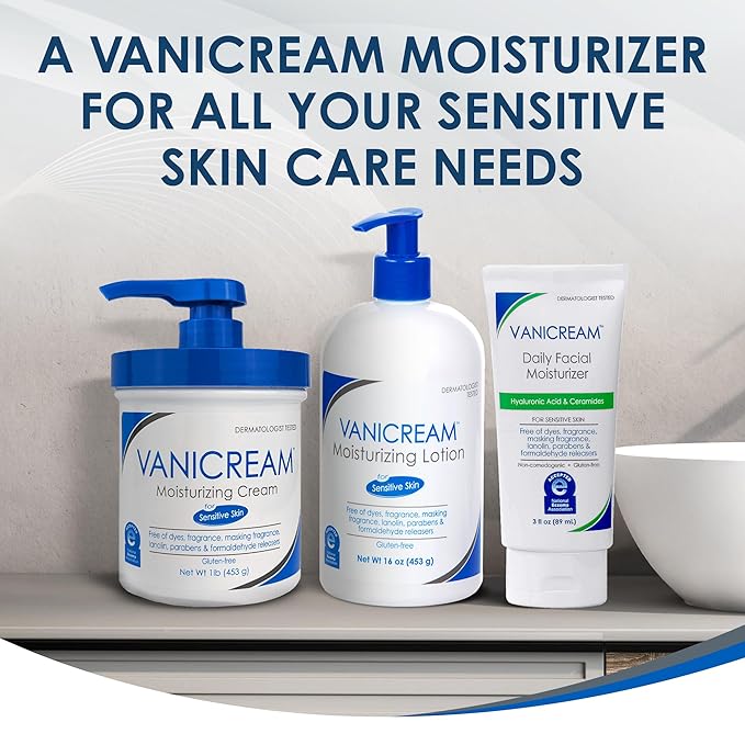 Vanicream Moisturizing Cream with Pump Dispenser, 16 Oz, Formulated without Common Irritants for Sensitive Skin, Body & Face Moisturizer, Restores Moisture & Soothes Irritated, Itchy Areas