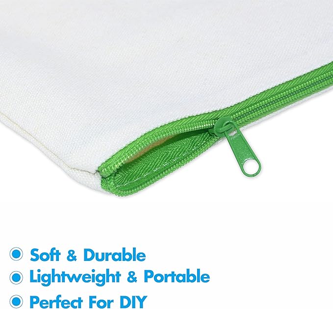 15 Pack Blank Cotton Canvas DIY Craft Zipper Bags Pouches Pencil Case for Makeup Cosmetic Toiletry Stationary Storage