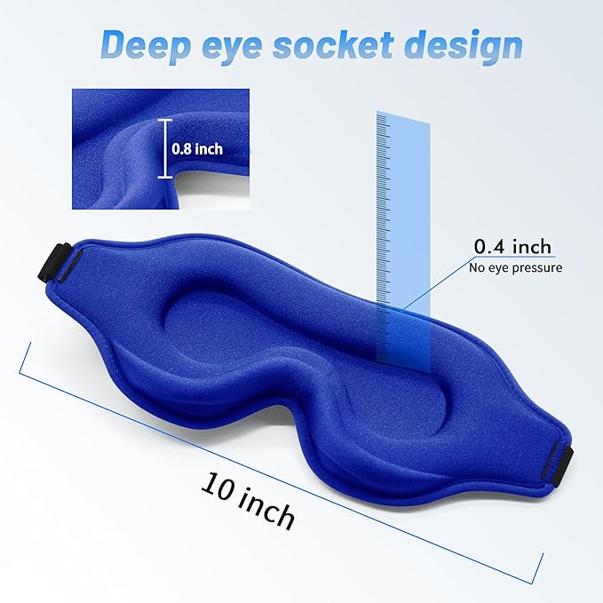 Sleep Eye Mask for Men Women, Lash Extensions 3D Sleeping Mask, Travel Blackout Night Blindfold Eye Shade Cover with Adjustable Strap (Blue)