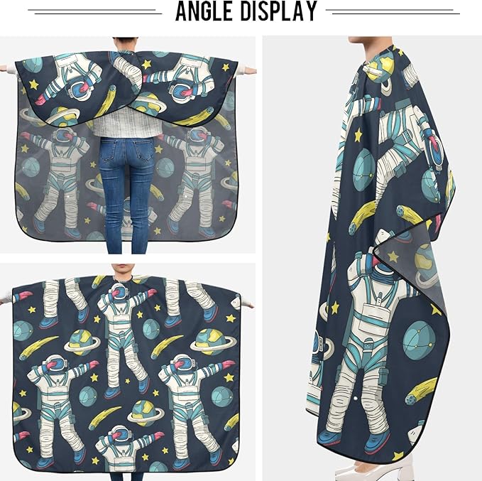 visesunny Barber Cape Astronaut Universe Galaxy Man Dancing Dab Polyester Hair Cutting Salon Cape Apron Anti-Static Haircut Water-Resistant Shaving Cloth Beard Shaving Bib Hairdressing Cape