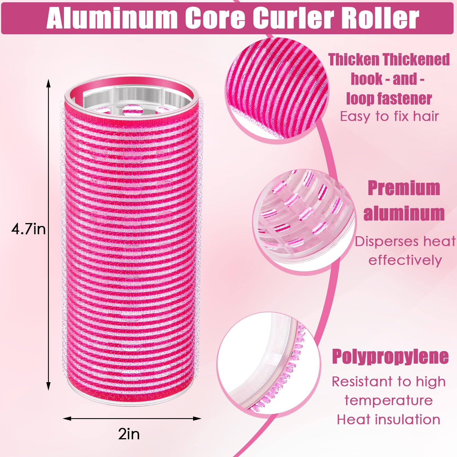 WILLBOND 4 Pcs Aluminum Thermal Hair Rollers for Women, 4.7 X 2 Inch