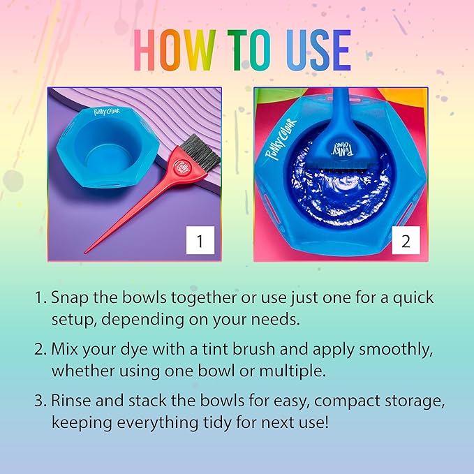 Punky Colour Hair Dye Brush and Bowl Set - Multi-Color Hair Coloring Tools with Mixing Bowl, DIY Dying & Bleaching for Salon & At-Home Use