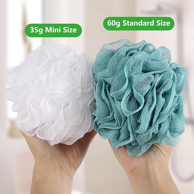8Pcs Small Loofah Travel Size Bath Sponge 35g/pc Shower Puff Mesh Pouf Exfoliating Bath Scrunchies - White
