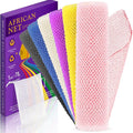 6 Pieces African Bath Sponge African Net Long Net Bath Sponge Transform Your Shower Routine with African Bath Sponges for Exfoliated, Silky Smooth Skin (Pink, Yellow, Purple, Blue, Black, Off-White)