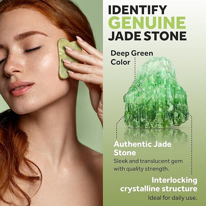 Matykos Jade Roller for Face and Gua Sha Set - 2 Anti-Aging Facial Rollers and Gua-Sha Facial Tool - Face and Body Massager for Your Skincare Routine - Massage Tools for Wrinkles and Lifting