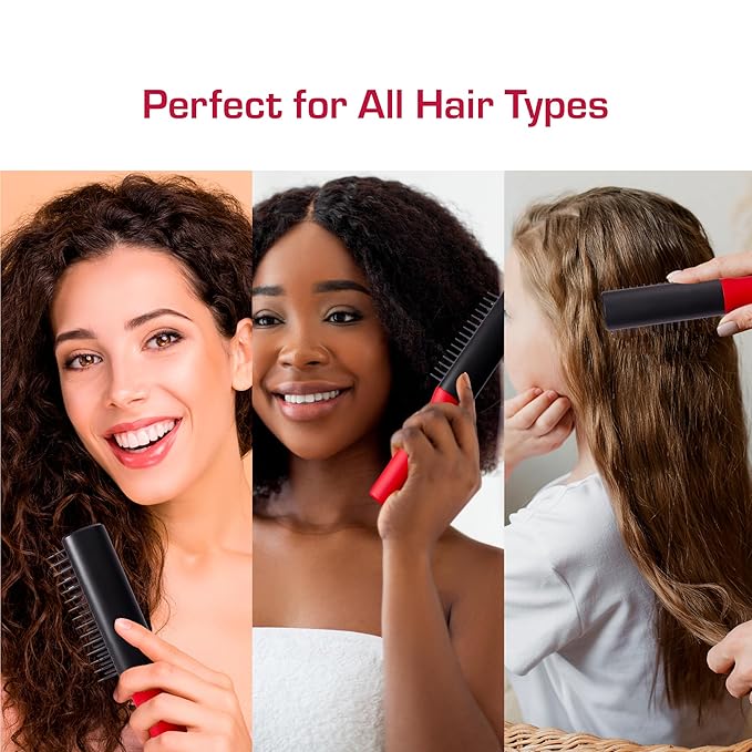 RED by Kiss Detangling Hair Brush for Adults & Kids, Hair Straightening Detangler for Curly, Natural, Straight, Afro, Wet or Dry Hair, Glides Through Tangles with Ease (Shift&Detangle Hairbrush)