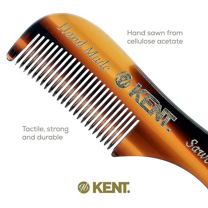 Kent A 81T X-Small Gentleman's Beard and Mustache Pocket Comb, Fine Toothed Pocket Size for Facial Hair Grooming and Styling. Saw-cut of Quality Cellulose Acetate, Hand Polished. Hand-Made in England