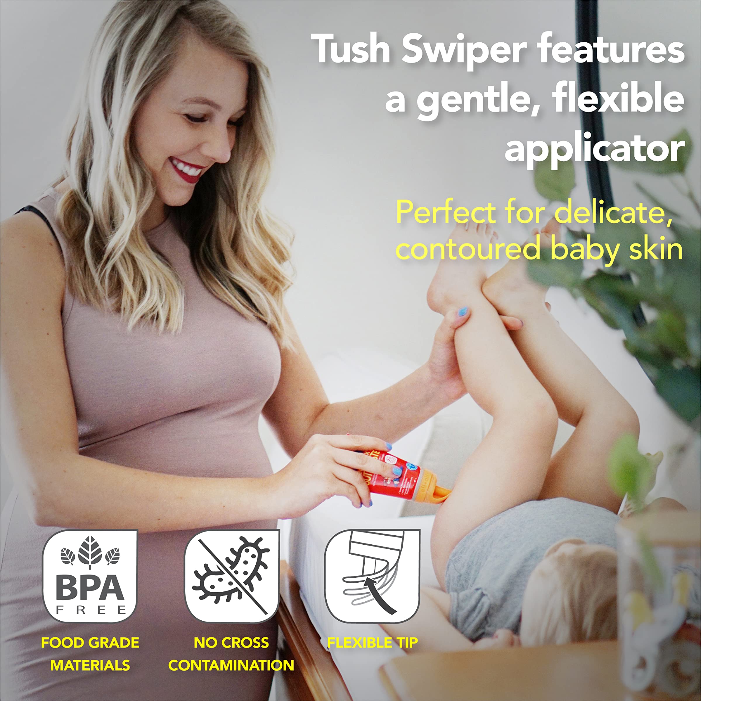 Eli & Ali Tush Swiper - Diaper Cream Applicator Fits Most Creams, Grey 1pk